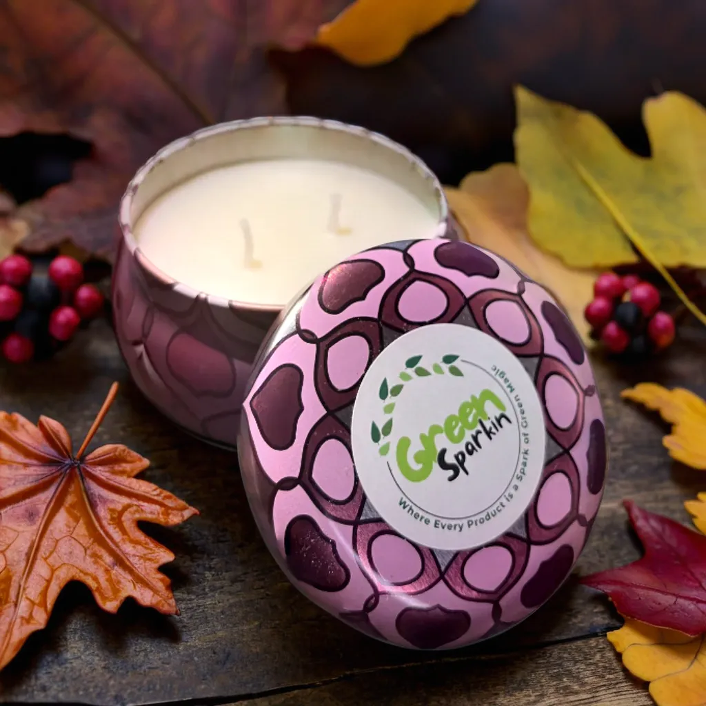 Pink Tin Mandala Candle