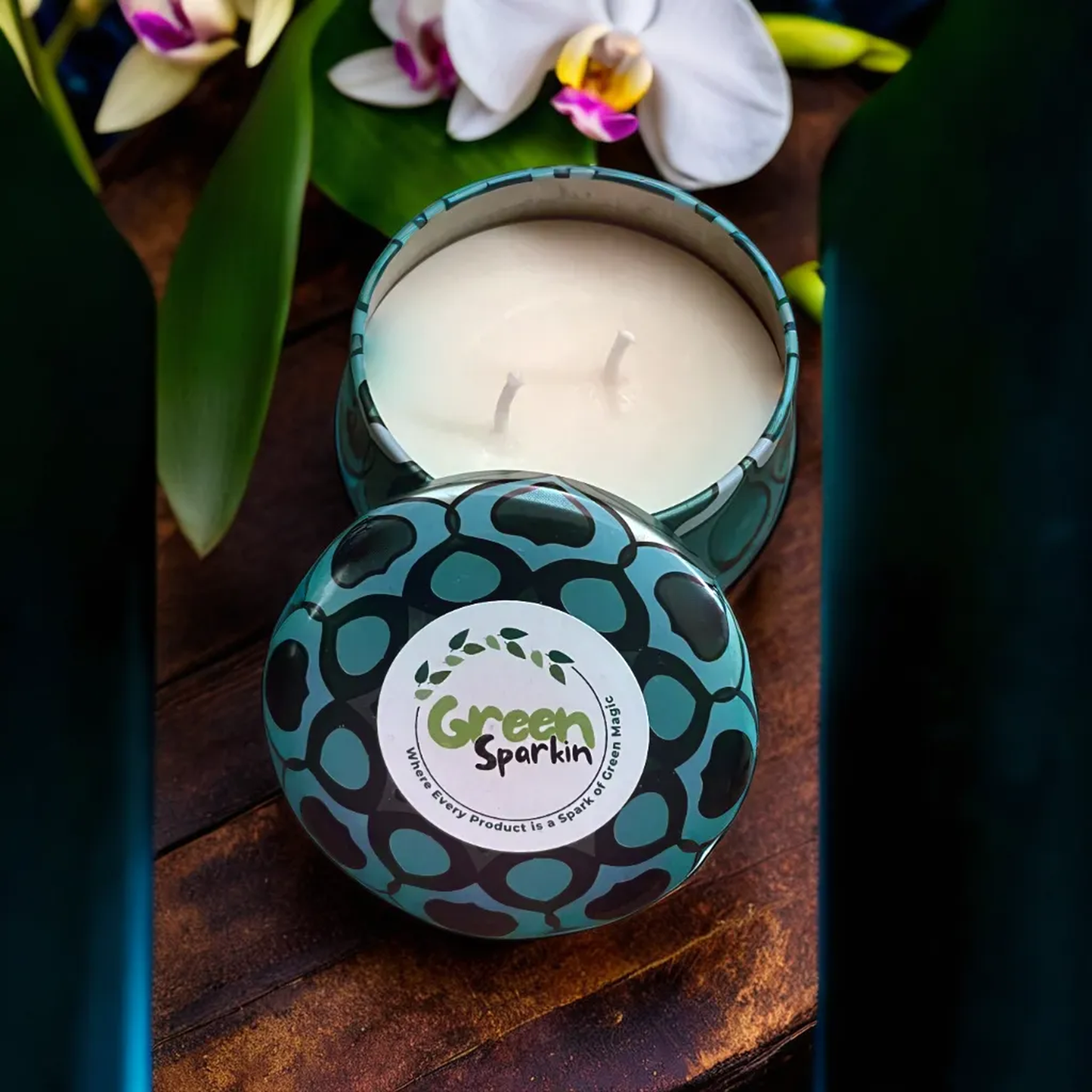 Green Tin Mandala Candle